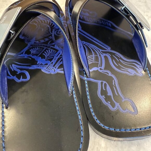 Burberry Black Leather EKD Strip Shield Slide Sandal, all sizes - Picture 6 of 15